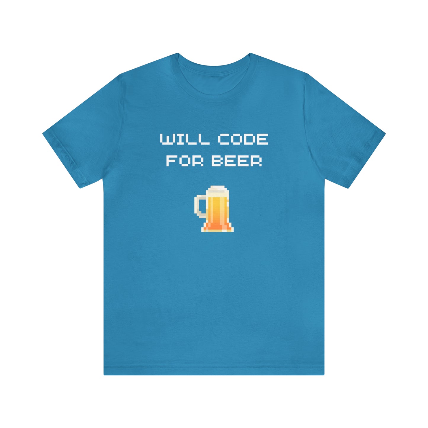 Will Code For Beer T-shirt With 8-bit Beer Graphic - variation 2