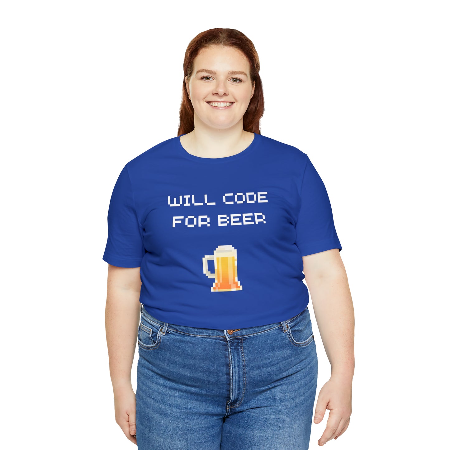 Will Code For Beer T-shirt With 8-bit Beer Graphic - variation 2